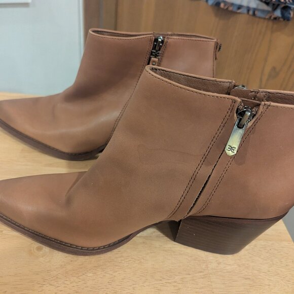 Sam Edelman Brown Leather Zip Ankle Boots -Size 10 - Picture 4 of 8
